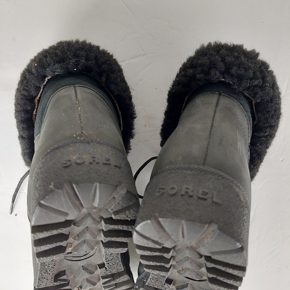 Vintage Sorel Leather Booties Shearling Lace-up Ankle Boots 6W Genuine Sheepskin - Picture 10 of 12